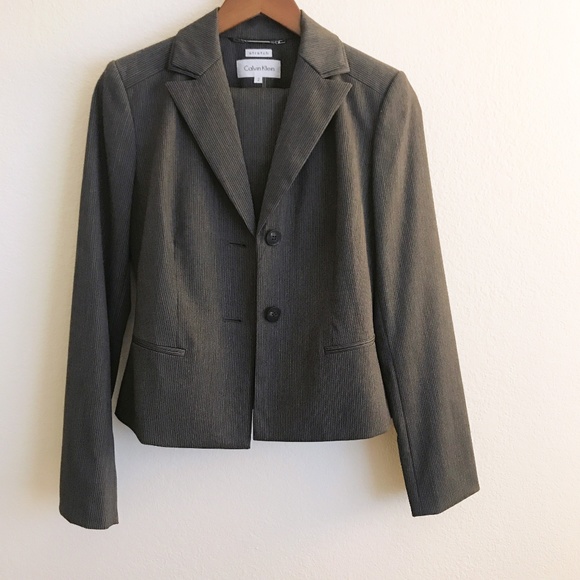 Calvin Klein Jackets & Blazers - Calvin Klein Charcoal Stripe Skirt Suit, Size 2